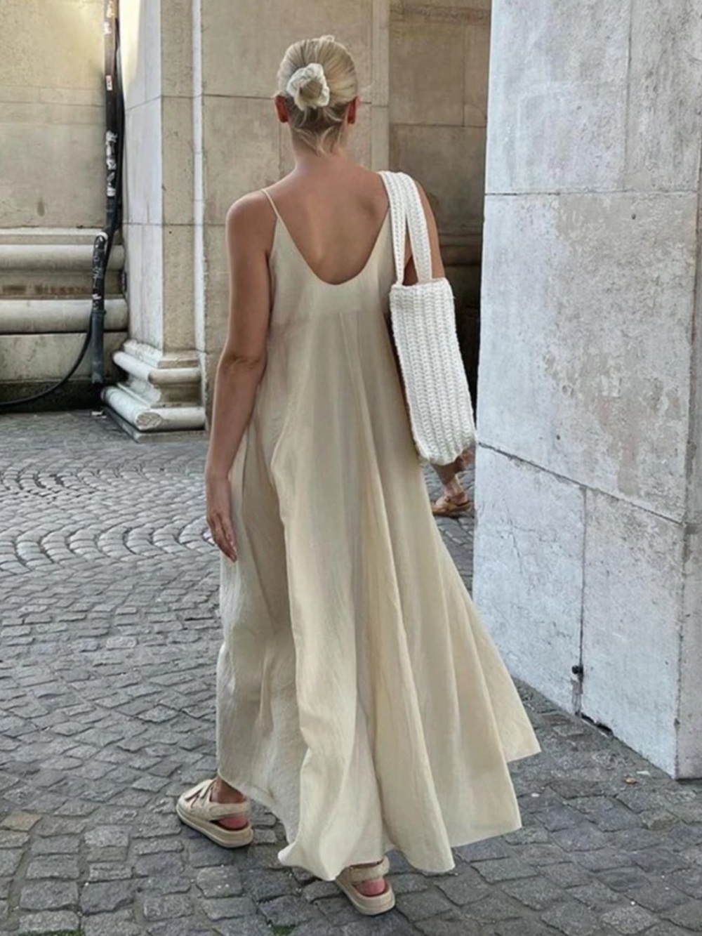 COMMENSE *NWT Double Layers V-neck Long Dress - Picture 4 of 7